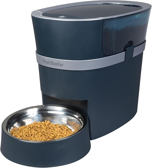 PetSafe Smart Feed automatic pet feeder with stainless-steel food bowl.